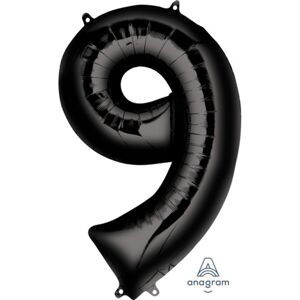 Balónek foliový narozeniny číslo 9 černý 86 cm - Amscan