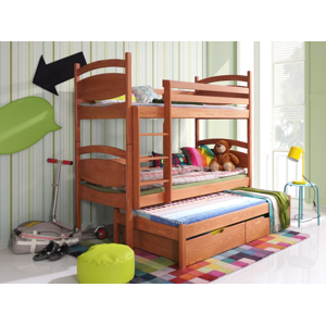 ArtBed Dětská patrová postel s přistýlkou CEZARY Provedení: Borovice přírodní