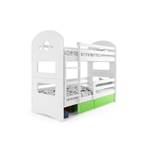 BMS Dětská patrová postel DOMINIK Barva: bílá / zelená, Rozměr: 190 x 80 cm