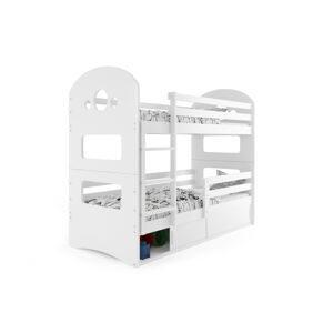 BMS Dětská patrová postel DOMINIK Barva: Bílá / bílá, Rozměr: 160 x 80 cm