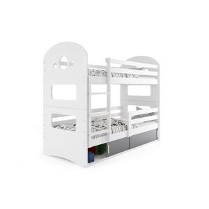 BMS Dětská patrová postel DOMINIK Barva: bílá / šedá, Rozměr: 160 x 80 cm