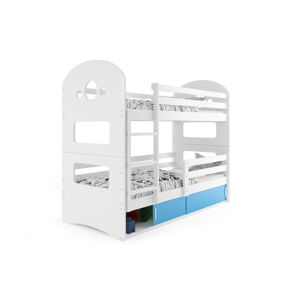BMS Dětská patrová postel DOMINIK Barva: bílá / modrá, Rozměr: 190 x 80 cm