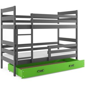 BMS Dětská patrová postel ERYK / šedá Barva: Šedá / zelená, Rozměr: 200 x 90 cm