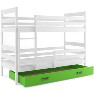BMS Dětská patrová postel ERYK | bílá Barva: bílá / zelená, Rozměr: 200 x 90 cm