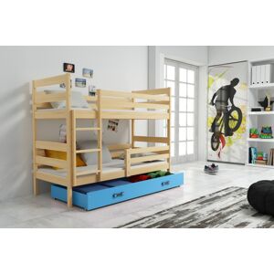 BMS Dětská patrová postel ERYK | borovice Barva: Borovice / modrá, Rozměr: 190 x 80 cm