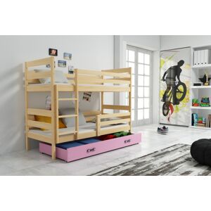 BMS Dětská patrová postel ERYK | borovice Barva: Borovice / růžová, Rozměr: 190 x 80 cm