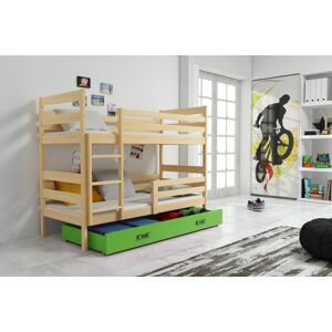 BMS Dětská patrová postel ERYK | borovice Barva: Borovice / zelená, Rozměr: 200 x 90 cm