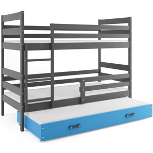 BMS Dětská patrová postel ERYK 3 s přistýlkou | šedá Barva: Šedá / Modrá, Rozměr: 200 x 90 cm
