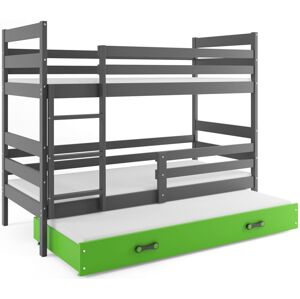 BMS Dětská patrová postel ERYK 3 s přistýlkou | šedá Barva: Šedá / zelená, Rozměr: 200 x 90 cm
