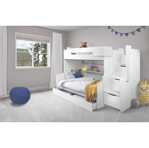 ArtBed Dětská patrová postel HARRY Barva: bílá/bílá