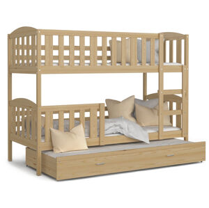 ArtAJ Dětská patrová postel Kubuš 3 | 190 x 80 cm Barva: Borovice, Provedení: bez matrace, Rozměr: dřevo