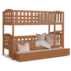 ArtAJ Dětská patrová postel Kubuš 3 | 190 x 80 cm Barva: Olše, Provedení: bez matrace, Rozměr: dřevo