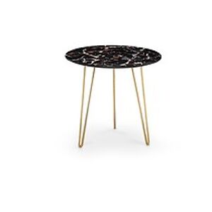 Konferenční stolek: HALMAR ALIA HALMAR - drevo: MDF maľovaná - čierny mramor, HALMAR - sklo/kov: oceľ chrómovaná - zlatá
