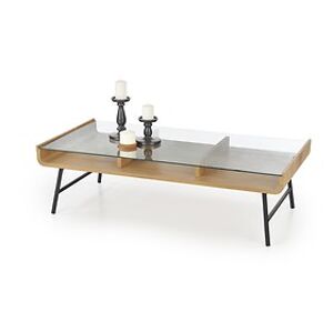 Konferenční stolek: HALMAR AMARANTE HALMAR - drevo: MDF laminát - dub zlatý, HALMAR - sklo/kov: kov čierny - sklo bezfarebne