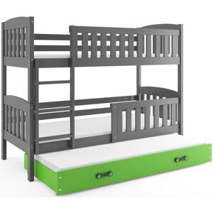 BMS Dětská patrová postel kubus 3 s přistýlkou / šedá Barva: Šedá / zelená, Rozměr: 190 x 80 cm