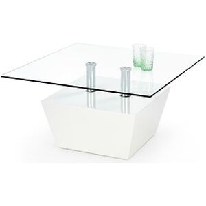 Konferenční stolek: HALMAR APRIL HALMAR - drevo: MDF lakovaný biely/ sklo