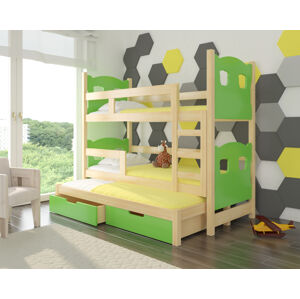 ArtAdrk Dětská patrová postel LETICIA Barva: Borovice/zelená
