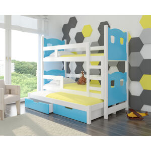 ArtAdrk Dětská patrová postel LETICIA Barva: bílá / modrá