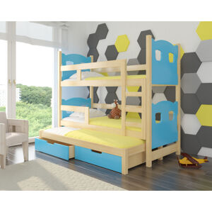 ArtAdrk Dětská patrová postel LETICIA Barva: Borovice / modrá