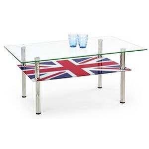 Konferenční stolek: HALMAR CLEOPATRA UK HALMAR - sklo/kov: nerez - sklo bezfarebné