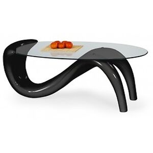 Konferenční stolek: HALMAR CORTINA HALMAR - sklo/kov: Sklo bezfarebné/ laminát čierny