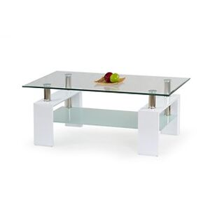 Konferenční stolek: HALMAR DIANA H HALMAR - drevo: MDF lakovaná - biela, HALMAR - sklo/kov: sklo bezfarebné/mliečné