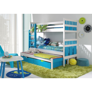 ArtBed Dětská patrová postel s přistýlkou MAKSYMILIAN Provedení: Moření - Barva