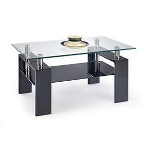 Konferenční stolek: HALMAR DIANA H HALMAR - drevo: MDF lakovaná - čierna, HALMAR - sklo/kov: sklo bezfarebné/ čierne