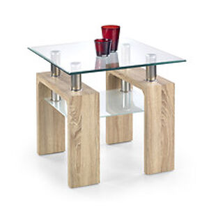 Konferenční stolek: HALMAR DIANA H Kwadro HALMAR - drevo: MDF laminovaná - dub sonoma, HALMAR - sklo/kov: sklo bezfarebné/mliečné