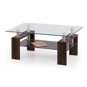 Konferenční stolek: HALMAR DIANA MAX HALMAR - drevo: MDF laminovaná - wenge, HALMAR - sklo/kov: sklo bezfarebné/ čierne
