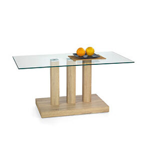Konferenční stolek: HALMAR DONATA HALMAR - drevo: MDF dub sonoma, HALMAR - sklo/kov: sklo bezfarebne