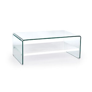 Konferenční stolek: HALMAR ELIA HALMAR - drevo: MDF lakovaná - biela, HALMAR - sklo/kov: sklo bezfarebne