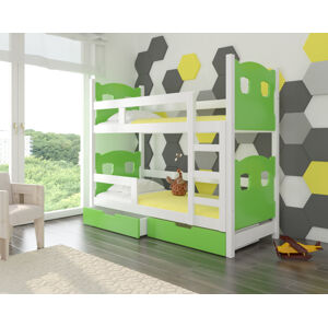 ArtAdrk Dětská patrová postel MARABA Barva: bílá / zelená