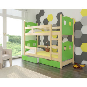 ArtAdrk Dětská patrová postel MARABA Barva: Borovice / zelená