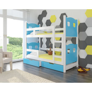 ArtAdrk Dětská patrová postel MARABA Barva: bílá / modrá