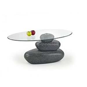 Konferenční stolek: HALMAR FLAVIA HALMAR - sklo/kov: Sklo bezfarebné/ sklolaminát grafit