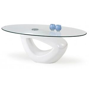 Konferenční stolek: HALMAR JASMIN HALMAR - sklo/kov: Sklo bezfarebné/ laminát biely