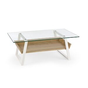 Konferenční stolek: HALMAR LUCIA HALMAR - drevo: MDF laminovaná - dub sonoma, HALMAR - sklo/kov: kov biely - sklo bezfarebne