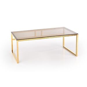 Konferenční stolek: HALMAR MARLIN HALMAR - sklo/kov: oceľ chrómovaná/ sklo - zlatá/ hnedá