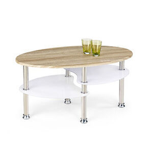 Konferenční stolek: HALMAR MEDEA HALMAR - drevo: MDF dub sonoma, HALMAR - sklo/kov: nerez - sklo extra biele