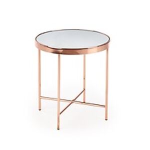 Konferenční stolek: HALMAR MIRA HALMAR - sklo/kov: sklo/ oceľ chrómovaná - meď