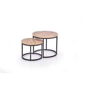 Konferenční stolek: HALMAR Oreo (sada 2 ks) HALMAR - drevo: MDF laminovaná - dub san remo, HALMAR - sklo/kov: kov čierny