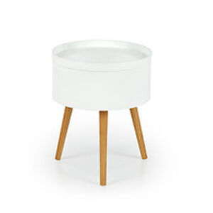 Konferenční stolek: HALMAR SUPRA HALMAR - drevo: MDF lakovaný biely / buk