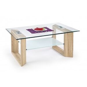 Konferenční stolek: HALMAR TAMARA HALMAR - drevo: MDF laminovaný/ sklo dub sonoma - mliečny
