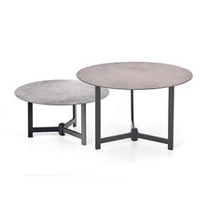 Konferenční stolek: HALMAR TWINS (sada 2 ks) HALMAR - sklo/kov: sklo s imitáciou kameňa/ kov