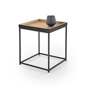 Konferenční stolek: HALMAR YAVA HALMAR - drevo: MDF dub prírodný, HALMAR - sklo/kov: kov čierny