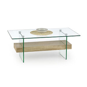 Konferenční stolek: HALMAR ZORBA HALMAR - drevo: MDF laminovaná - dub sonoma, HALMAR - sklo/kov: sklo bezfarebné