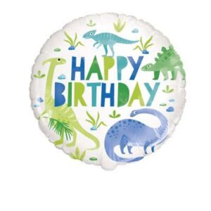 Balón foliový DINOSAURUS - Zelenomodrý - Happy birthday - Všechno nejlepší - 45 cm - UNIQUE