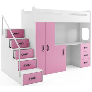 BMS Dětská patrová postel se stolkem MAX 4 Barva: Růžová