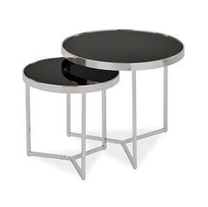 Konferenční stolek: SIGNAL DELIA II (sada 2ks) SIGNAL - stoly: sklo/ kov - čierna/ chróm